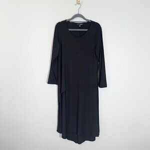 Sun Kim long sleeve black lagenlook stretch made in USA midi‎ dress